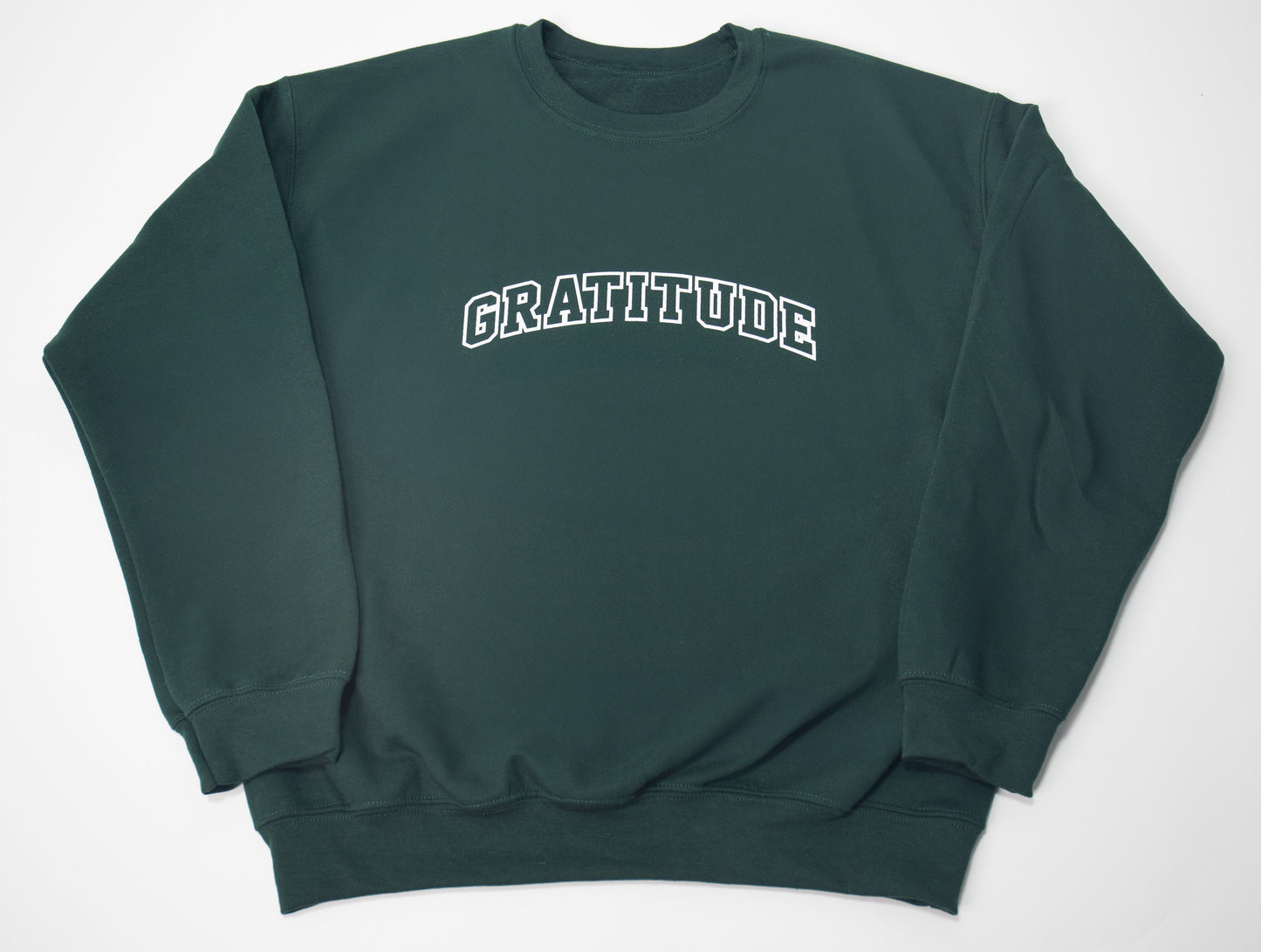 UNISEX Adults Gratitude Crewneck Sweater - Forrest Green
