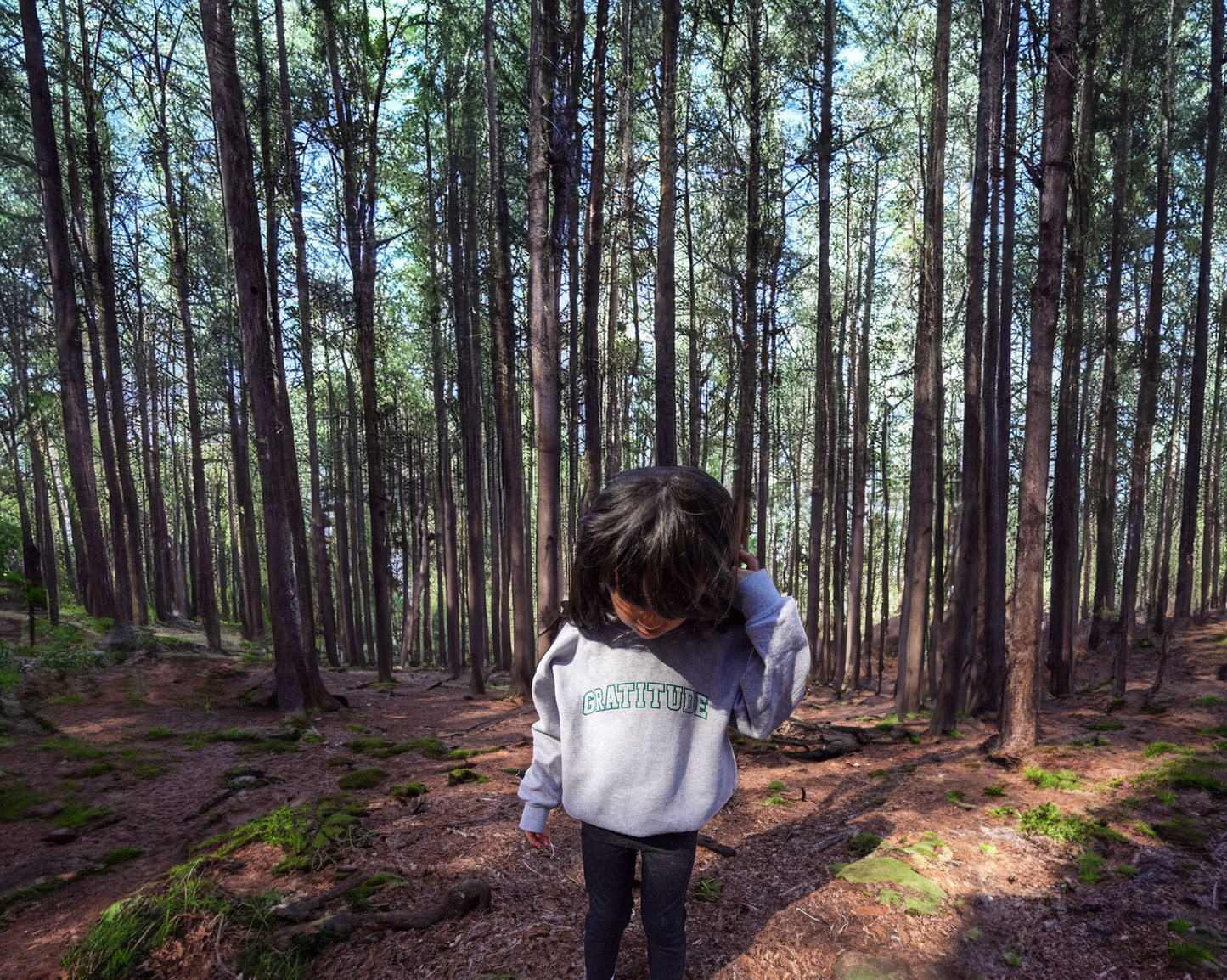 UNISEX Kids Gratitude Crewneck Sweater - Heather Grey
