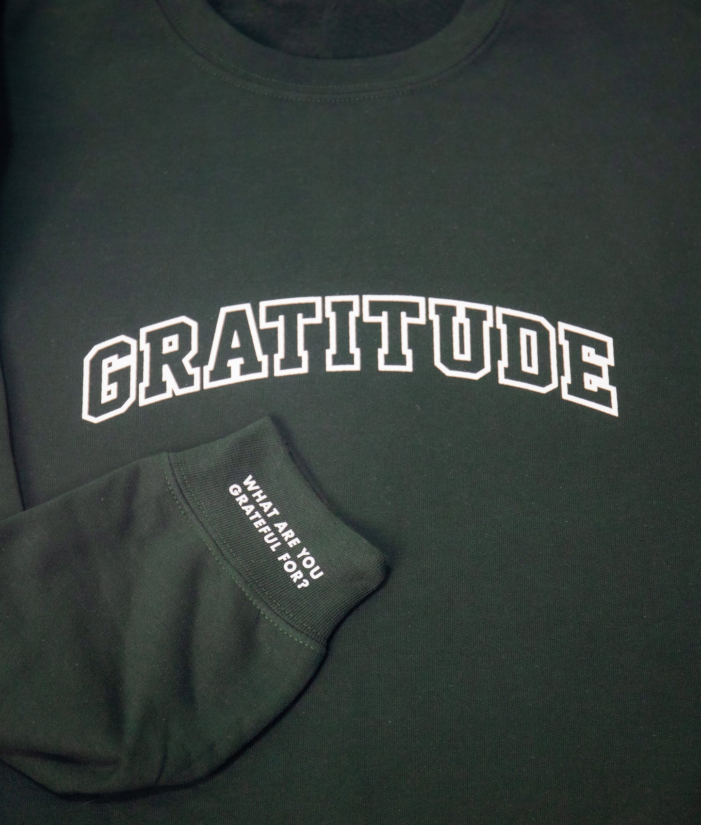 UNISEX Adults Gratitude Crewneck Sweater - Forrest Green